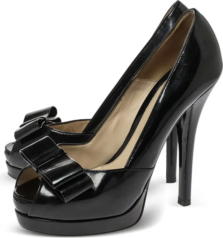 140mm Patent Leather Bow Pumps - Image 2