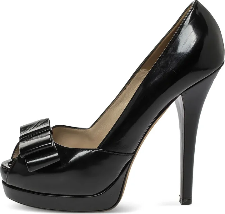 140mm Patent Leather Bow Pumps