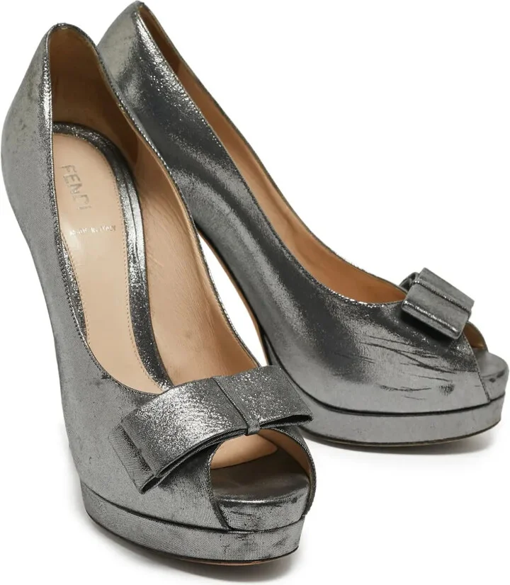 140mm Peep-Toe Metallic Pumps - Image 2