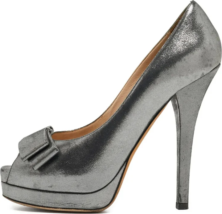 140mm Peep-Toe Metallic Pumps