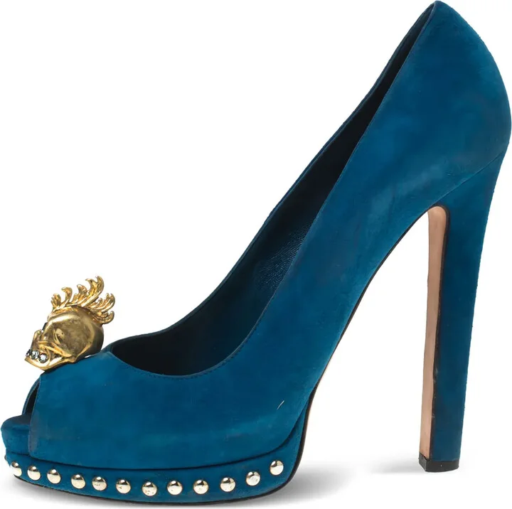 140mm Skull-Embellished Peep-Toe Sandals
