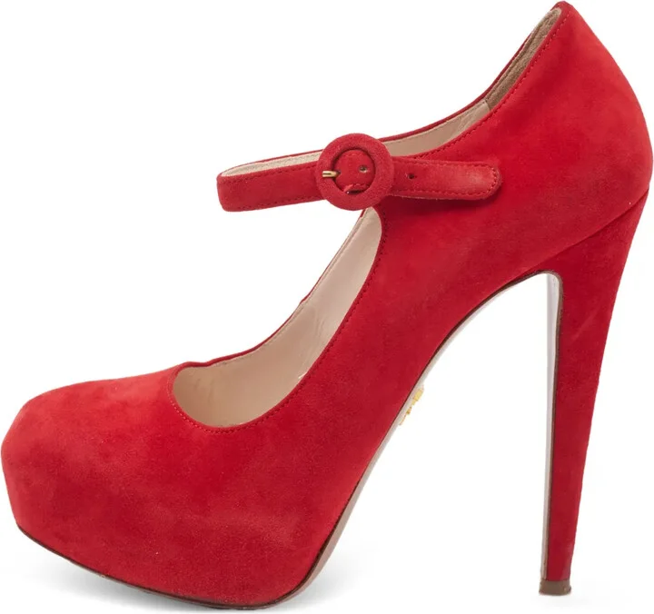 140mm Suede Buckled Pumps