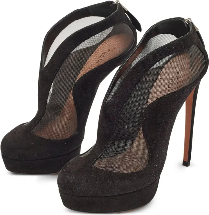 140mm Suede Mesh-Panelled Pumps - Image 2