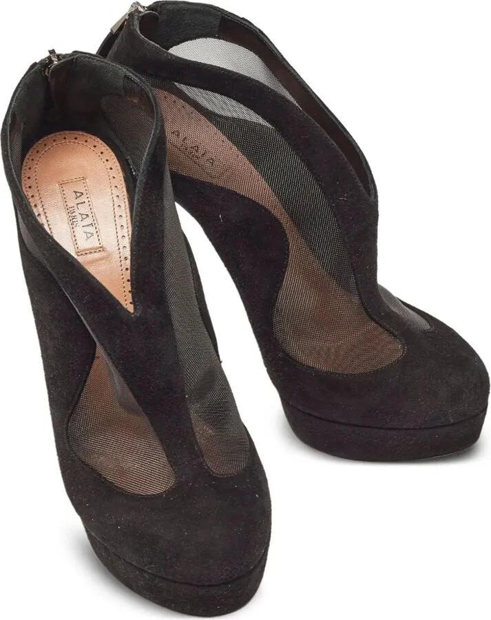 140mm Suede Mesh-Panelled Pumps - Image 3