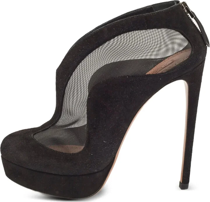 140mm Suede Mesh-Panelled Pumps