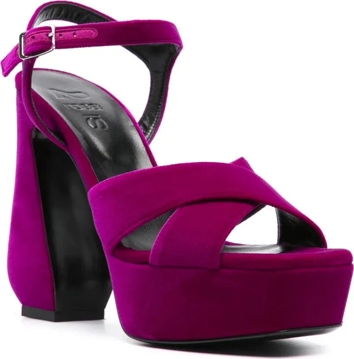 140mm Velvet Platform Sandals - Image 2