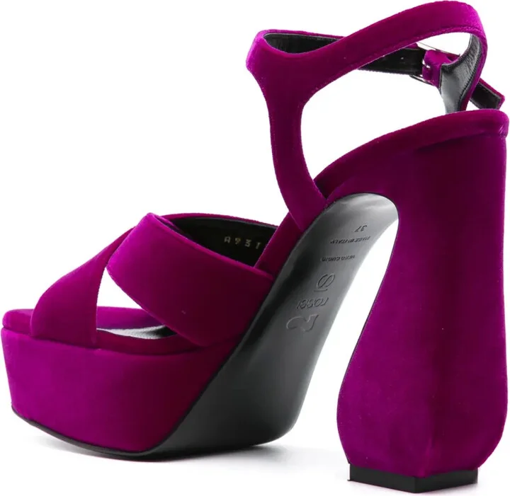 140mm Velvet Platform Sandals - Image 3