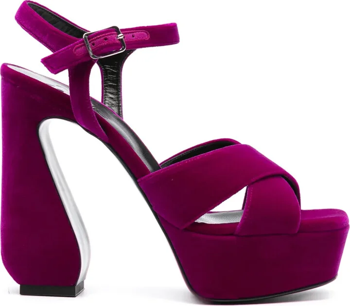 140mm Velvet Platform Sandals