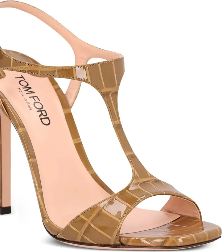145mm Angelina T-bar crocodile-effect sandals - Image 2