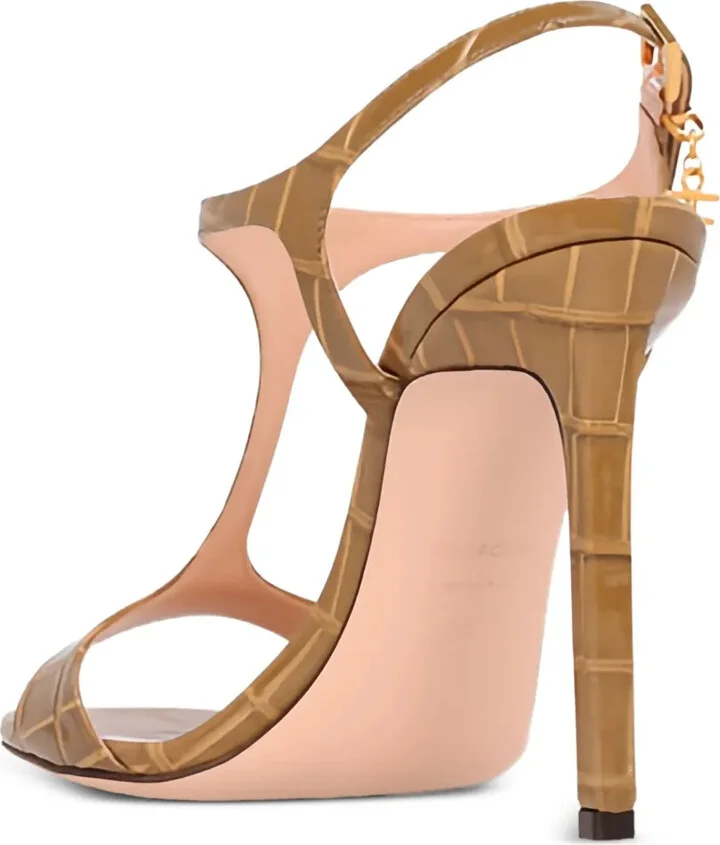 145mm Angelina T-bar crocodile-effect sandals - Image 3