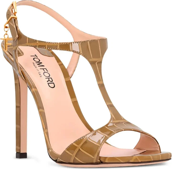 145mm Angelina T-bar crocodile-effect sandals - Image 4