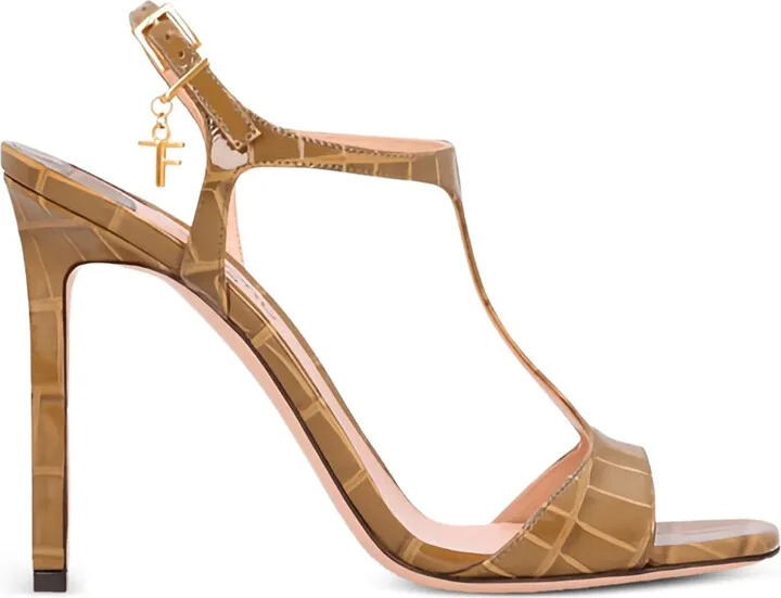 145mm Angelina T-bar crocodile-effect sandals
