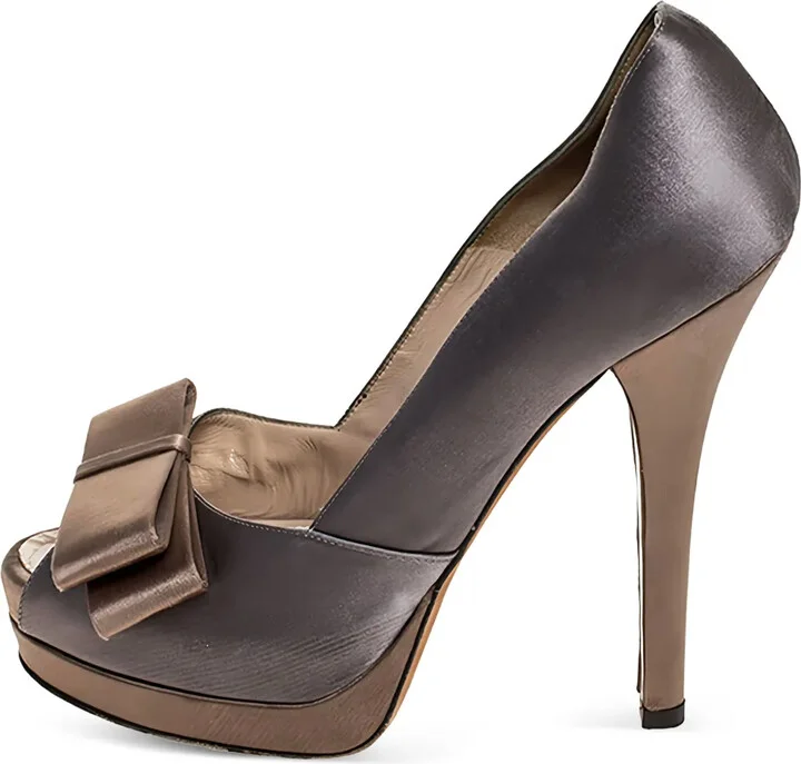 145mm Bow-Embellished Platform Pumps