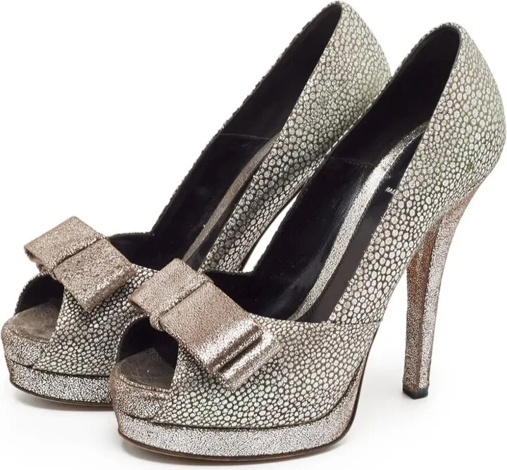 145mm Brocade leather heeled pumps - Image 2