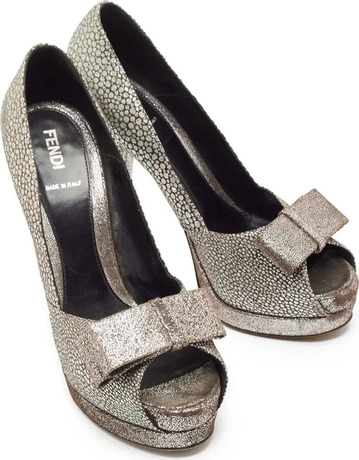 145mm Brocade leather heeled pumps - Image 3