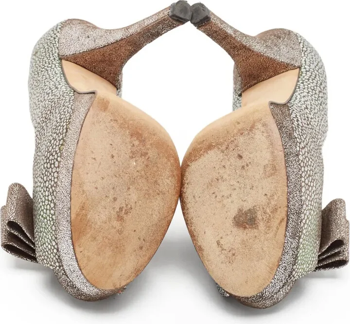 145mm Brocade leather heeled pumps - Image 5