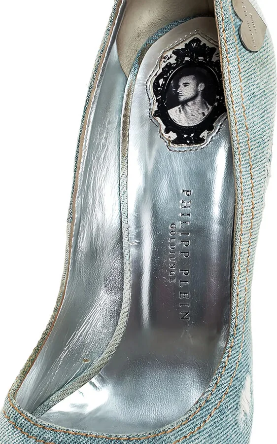 145mm Denim Crystal Pumps - Image 4