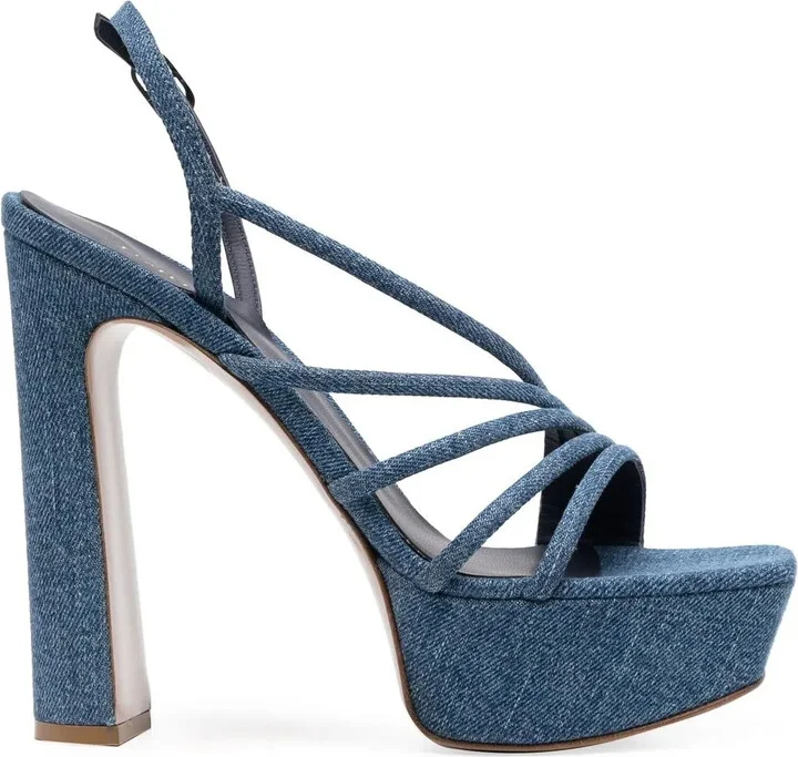 145mm Denim Platform Sandals