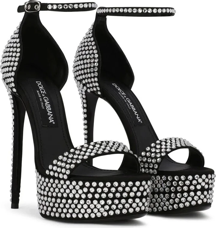145mm Rhinestone-Embellished Platform Sandals - Image 2