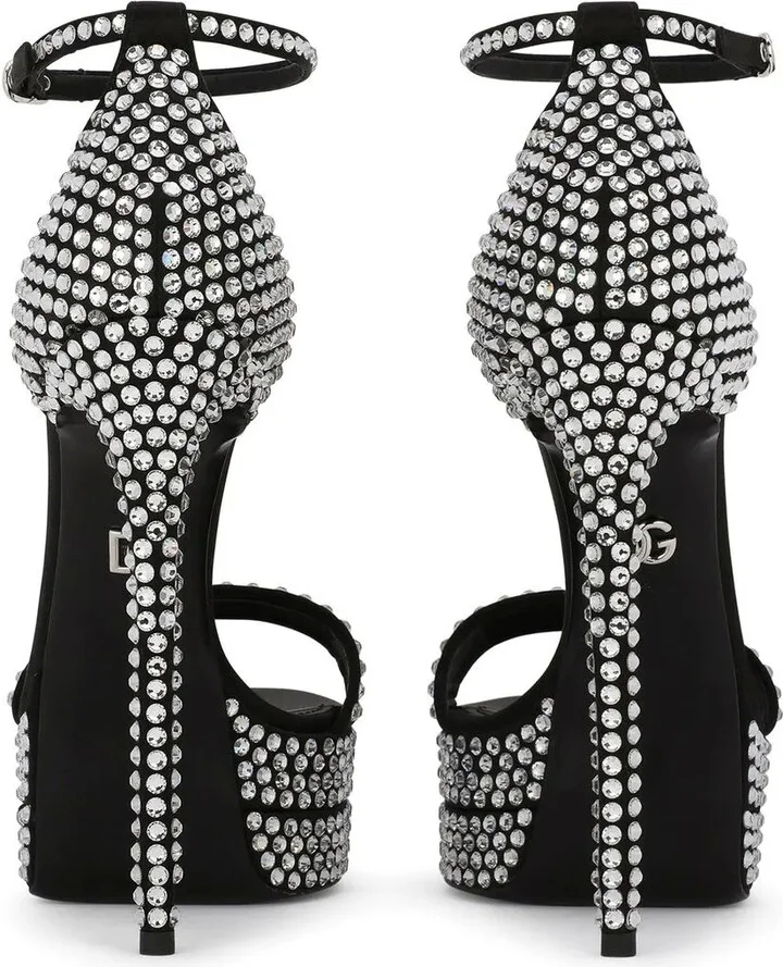 145mm Rhinestone-Embellished Platform Sandals - Image 3