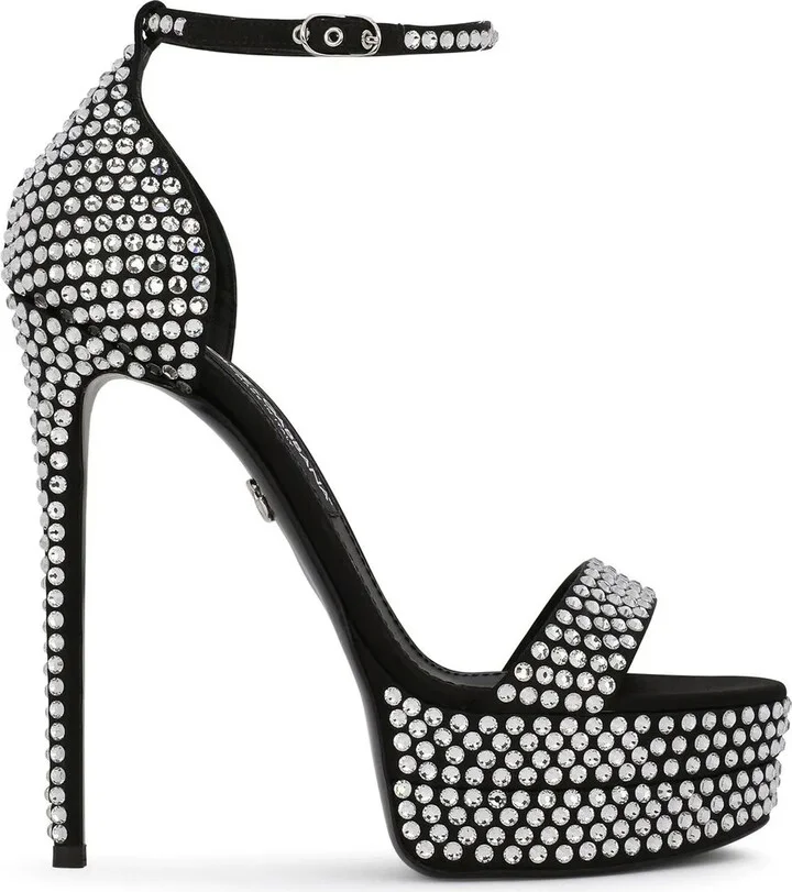 145mm Rhinestone-Embellished Platform Sandals