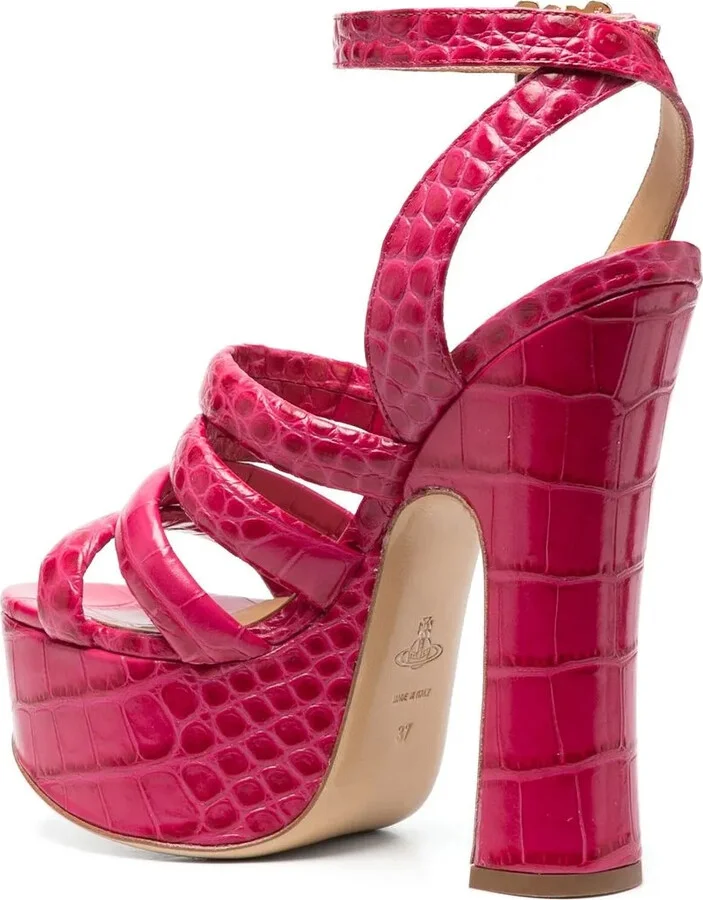 150mm Crocodile Platform Sandals - Image 3