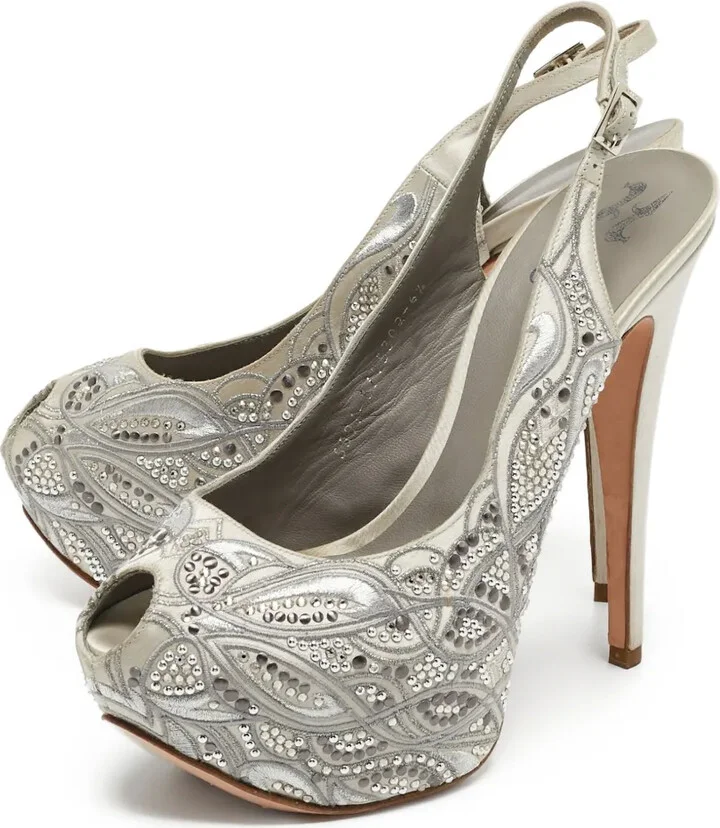 150mm Peep-Toe Heeled Pumps - Image 4