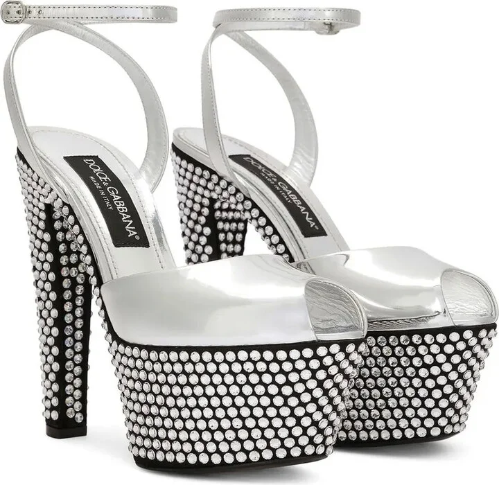 150mm Rhinestone-Embellished Platform Sandals - Image 2