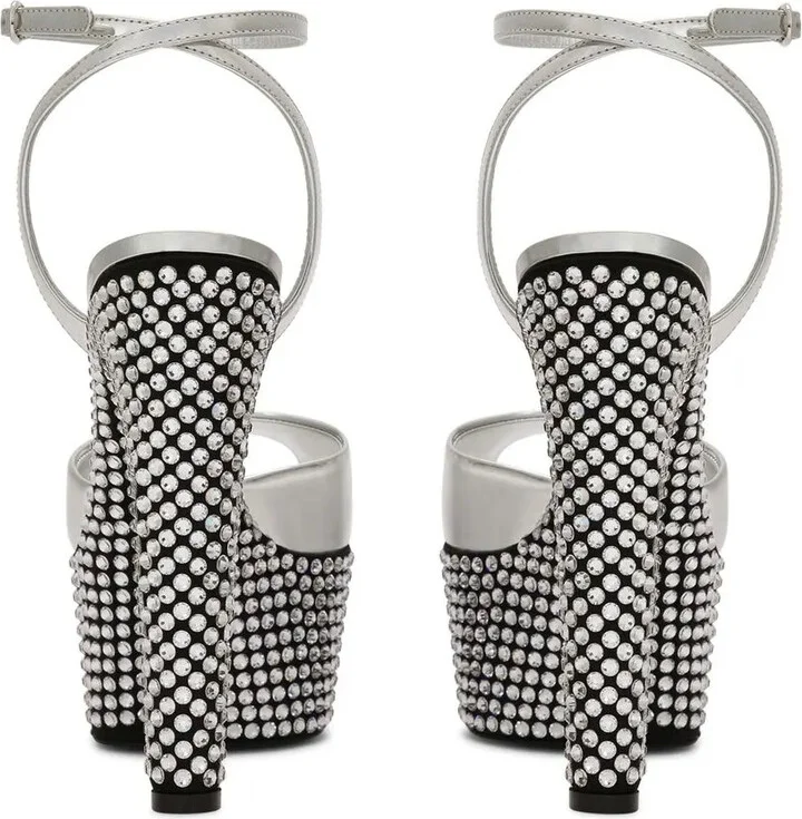 150mm Rhinestone-Embellished Platform Sandals - Image 3