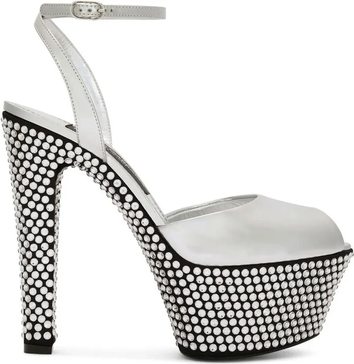 150mm Rhinestone-Embellished Platform Sandals