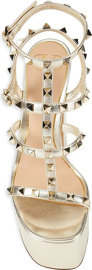 150MM Rockstud Metallic Leather Platform Sandals - Image 5