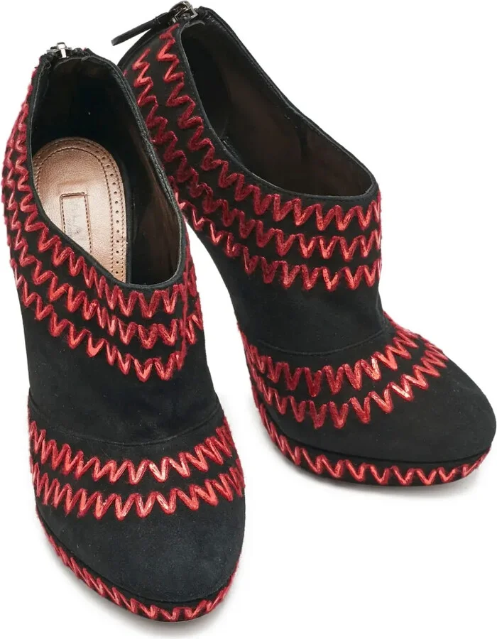 150mm Zigzag-Stitch Suede Ankle Boots - Image 4
