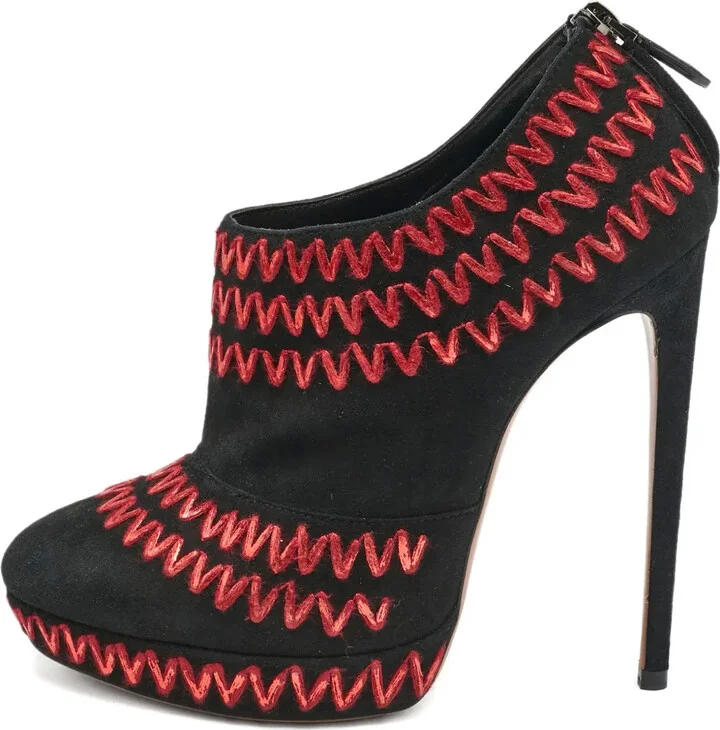 150mm Zigzag-Stitch Suede Ankle Boots