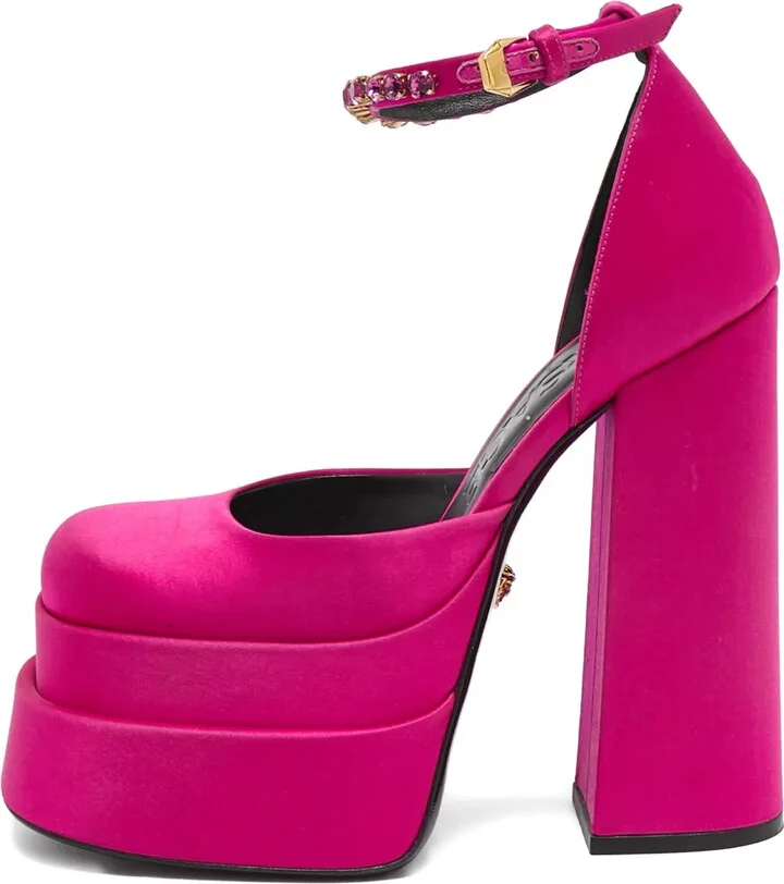 155mm Aevitas platform ankle strap pumps