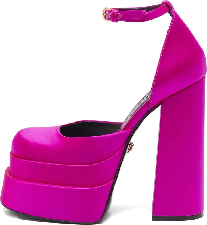 160mm Aevitas platform crystal ankle strap pumps