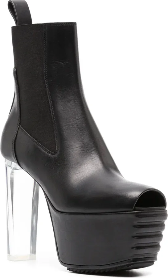 160mm Open-Toe Leather Heeled Boots - Image 2
