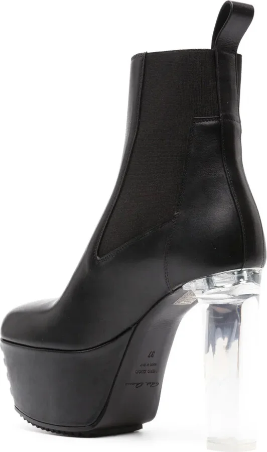 160mm Open-Toe Leather Heeled Boots - Image 3
