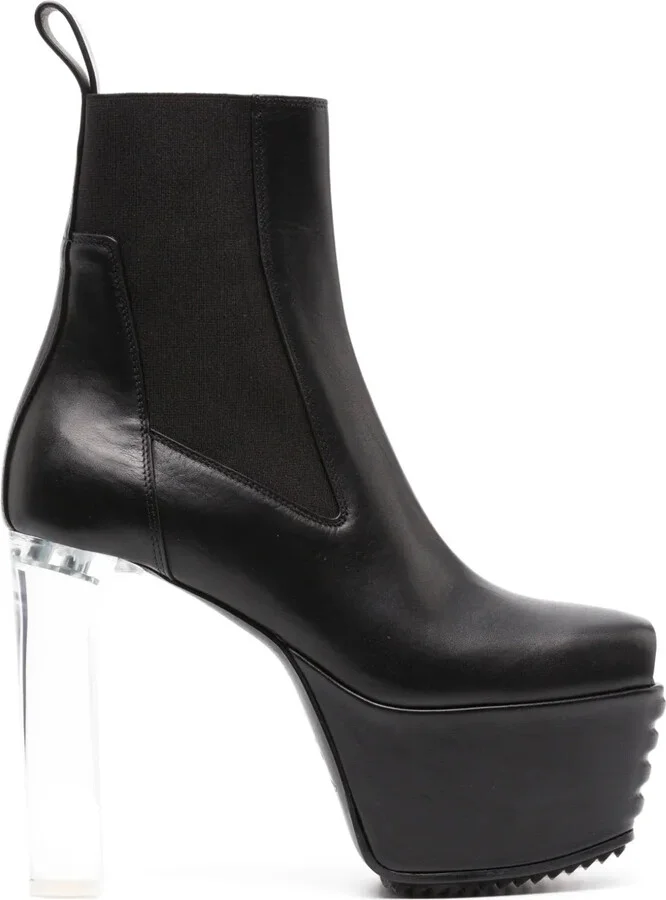 160mm Open-Toe Leather Heeled Boots