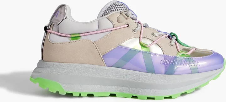 1811 Tech Runner metallic leather, nubuck and PVC sneakers