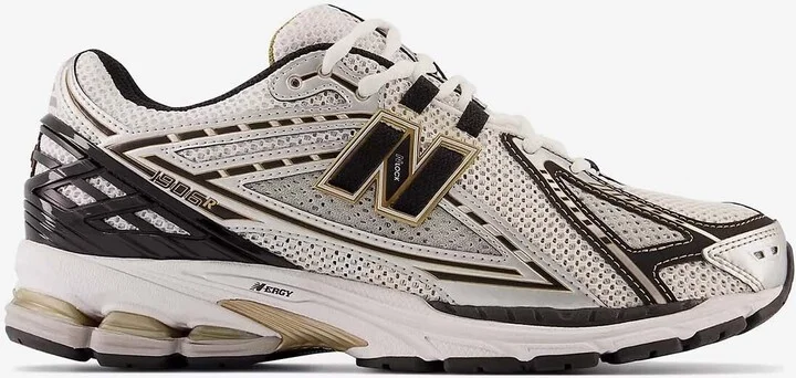 1906R Low-Top Sneakers in Metallic Silver with Metallic Gold