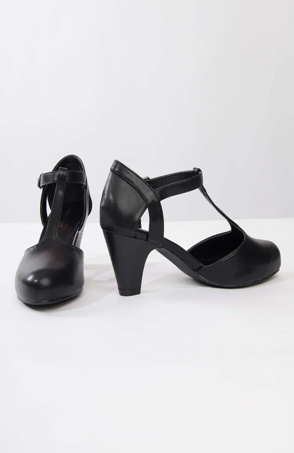 1920s Leatherette T-Strap Roxy Pumps - Image 2