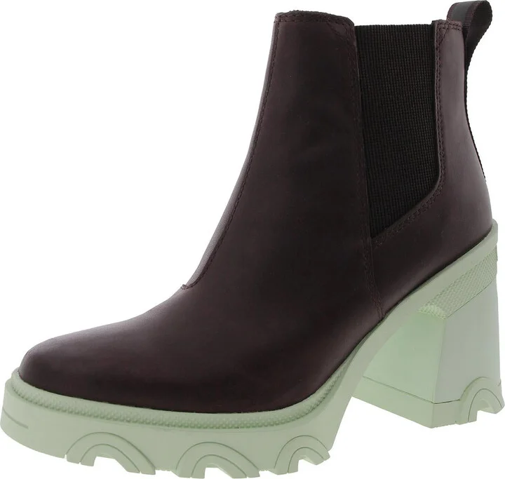1951901203 Womens Block Heel Leather Chelsea Boots