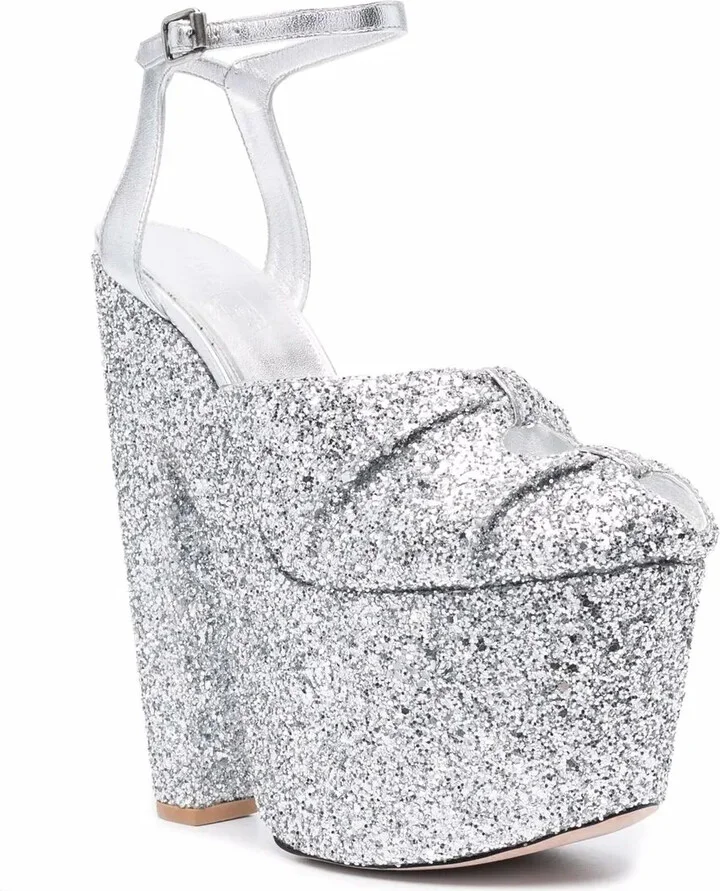 195mm Glittered Platform Pumps - Image 2