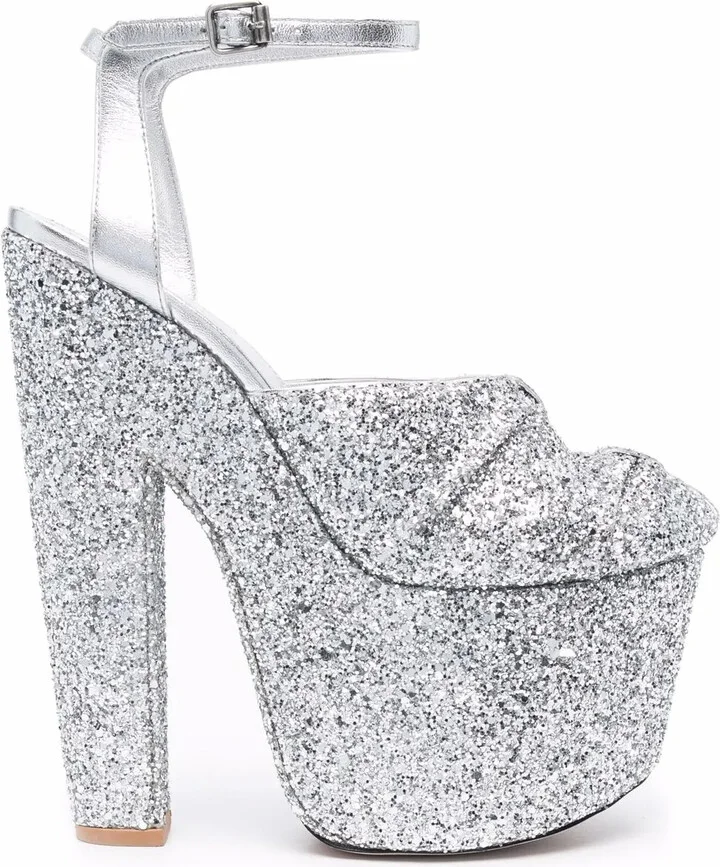 195mm Glittered Platform Pumps