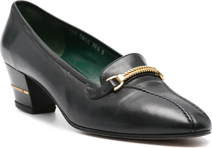 1980s Chain-Link Leather Pumps - Image 2