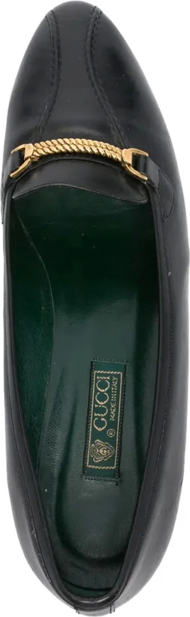 1980s Chain-Link Leather Pumps - Image 4
