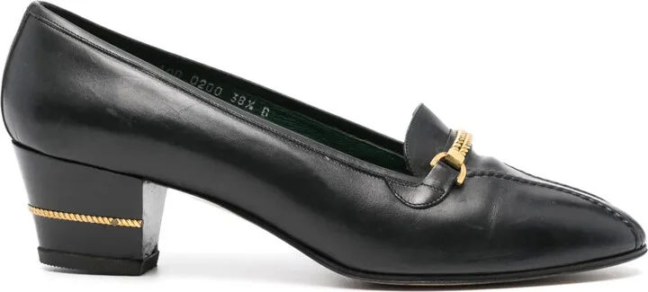 1980s Chain-Link Leather Pumps