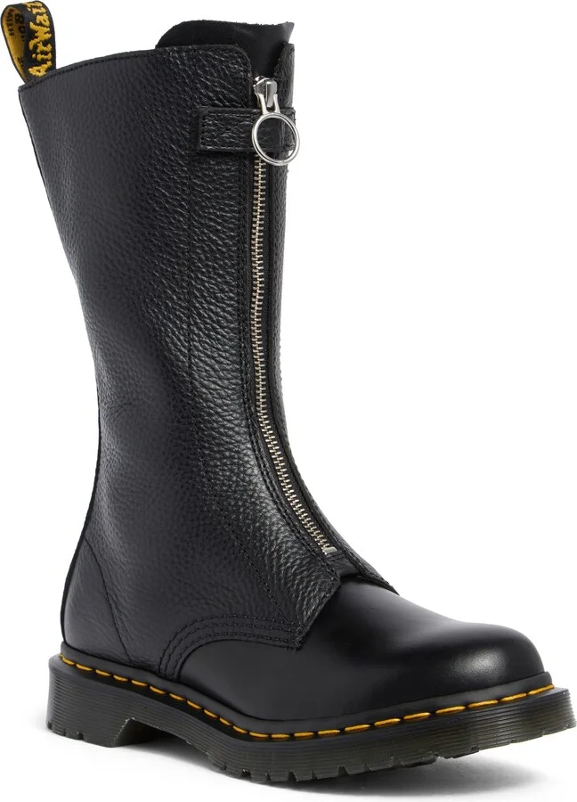 1B99 Front Zip Leather Boot