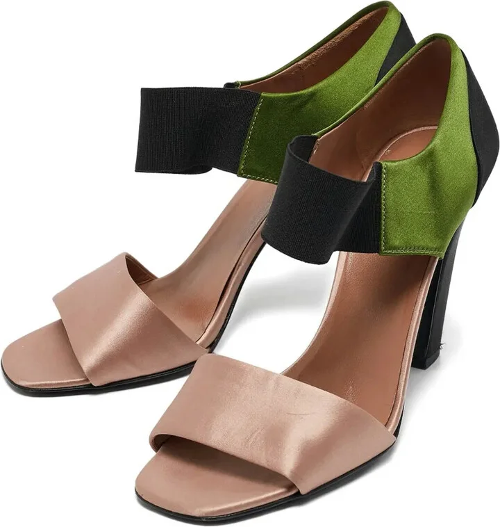 2023 110mm Satin Block-Heel Sandals - Image 4