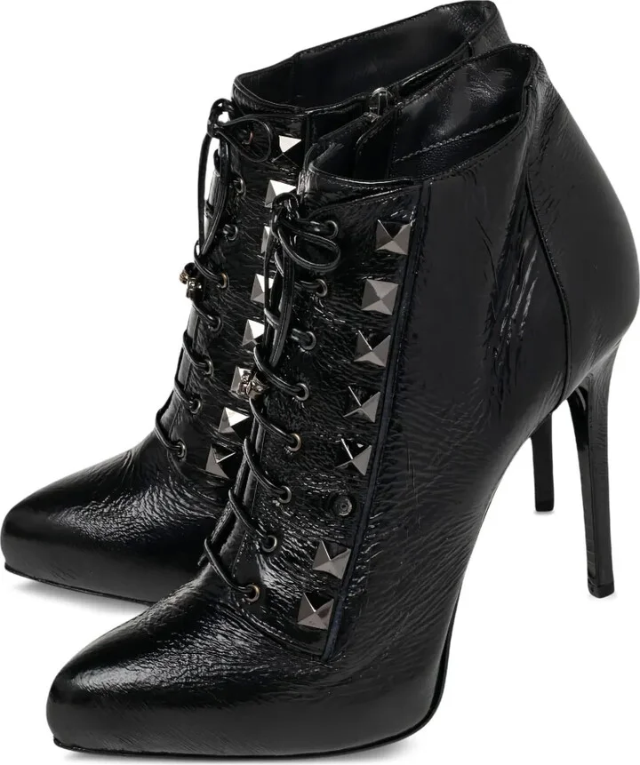 2023 Pre-Owned 115mm Patent Leather Studded Lace Pumps - Image 5